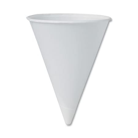 Dart Cone Water Cups, Paper, 4.25oz, Rolled Rim, White, 5000/carton, PK5000 42R2050